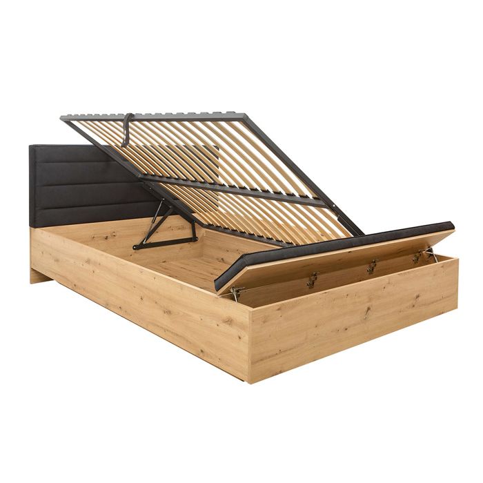 Lit coffre Petits-meubles - Glenn - 165 x 247 x 100cm - Bois et noir Lit coffre Petits-meubles - Glenn - 165 x 247 x 100cm - Bois et noir