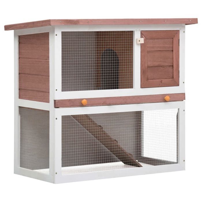Comparer les prix de Clapier dextérieur 1 Porte 90x45x80 cm Moka et Blanc Bois Maison Lapin Protéger Sécurité des Animaux Cage à Lapins Cour Enclos
