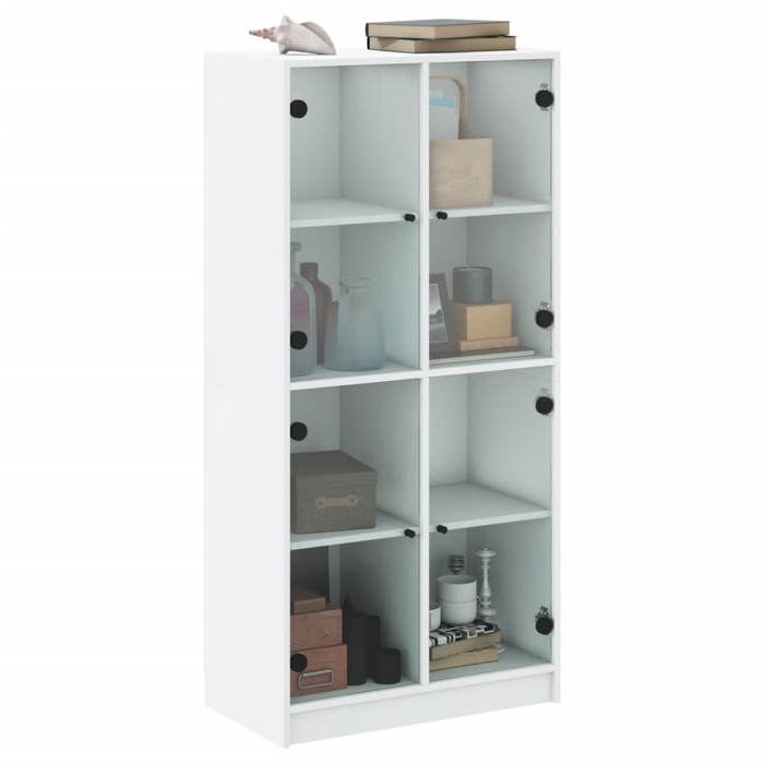 Promotion mai * Buffet haut - Armoire haute salon - avec portes blanc 68x37x142 cm EU14283295857