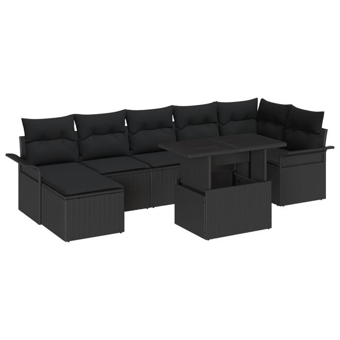 Ensemble de Canapé de Jardin vidaXL 8 Pièces avec Coussins Poly Rattan Canapé de Jardin 2 Places vidaXL avec Rangement 3357066