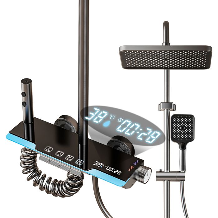 Colonne De Douche LED avec Affichage Température – Pommeau de Douche Pluie Thermostatique Écran Digital Mitigeur à Bouton