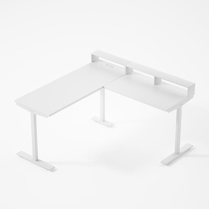 Bureau d'ordinateur en L, réglable, 2 prises de courant et 2 ports USB ...