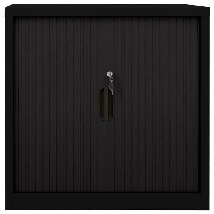 Noir Armoire à portes coulissantes CLARENCE pour bureau Noir 90x40x90 cm Acier LV2294