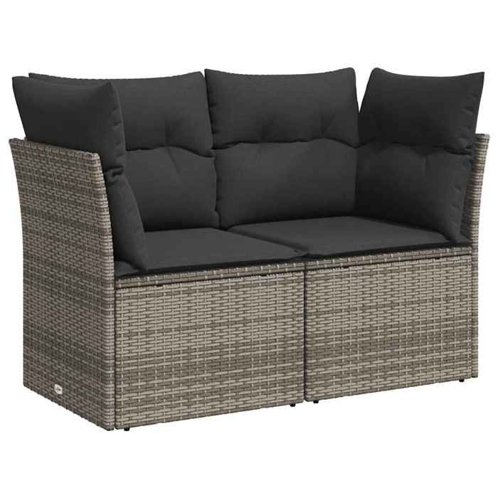 “Winter SaleTOP Canapé de jardin Gris - Canapé de jardin 2 places avec coussins gris résine tressée PRO34217