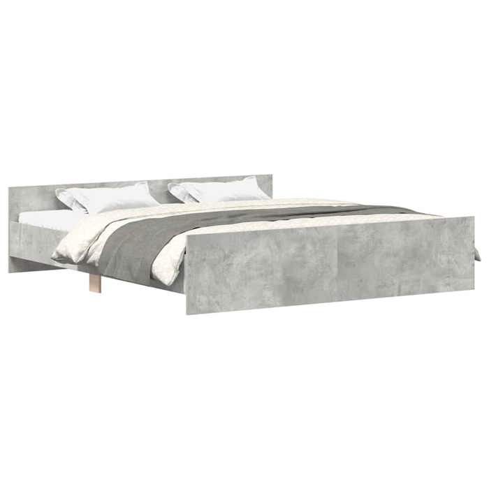 Cadre de lit sans matelas - JILL - Gris béton - 160x200 cm - Bois dingénierie - Bois de pin massif
