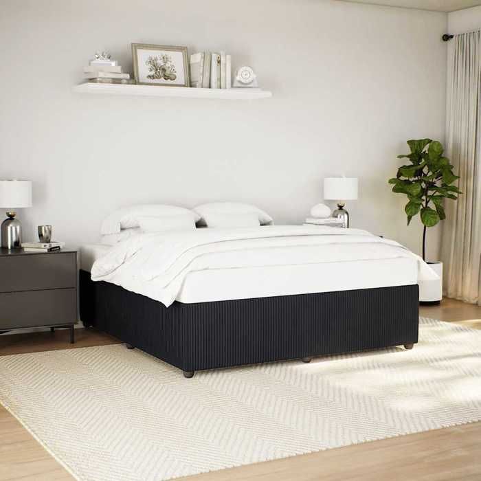 NEUFCadre de lit - 2 personnes - velours - noir - 200x200 cm - Lattes de contreplaqué/Pieds robustes 0_53624 - 200 x 200 x 46 cm