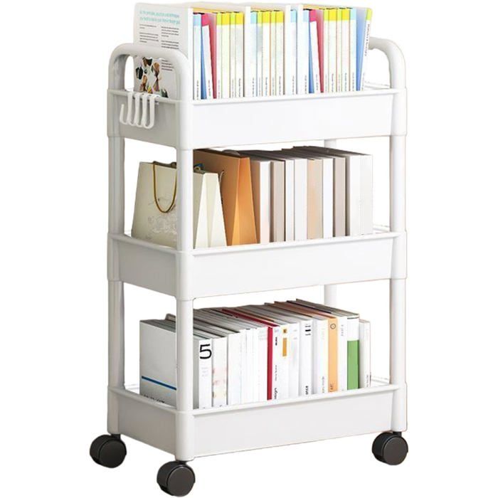 Chariot Rangement 3 Niveaux avec Roulettes et Tiroir - Desserte Mobile pour Cuisine/Bureau/Salle de Bains - Organisation
