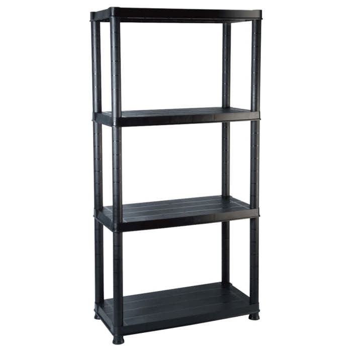 “Winter SaleTOP Étagère industrielle Noir - Étagère de rangement à 4 niveaux Noir 61x30 5x130cm Plastique PRO27611