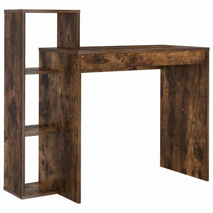 Bureau compact en bois dingénierie - vidaXL - Chêne fumé - 100x40x90 cm - Trois étagères intégrées - Design minimaliste