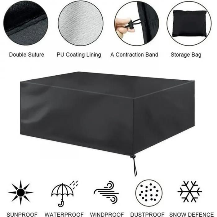 Housse de protection imperméable pour mobilier de jardin tables et chaises dextérieur dimensions : 213 x 132 x 74 cm.