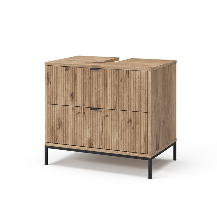 Meuble sous vasque simple Eliza 70x63cm avec 2 tiroirs coulissants Chêne Viking Vicco 57879