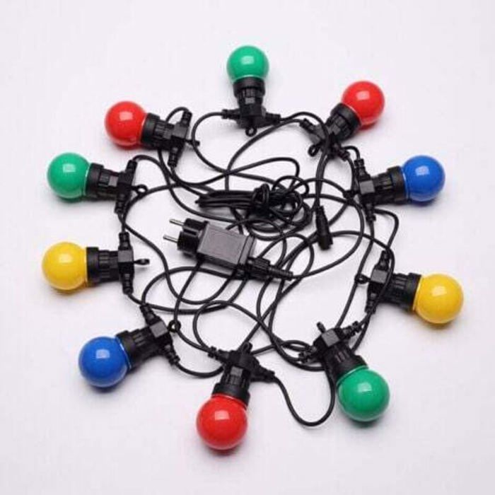 Guirlande Guinguette 5M Multicolore IP65- Guirlande Electrique Extérieure 10 Bulbes Bleu Rouge Jaune Vert - Guirlande Lumineuse Ext
