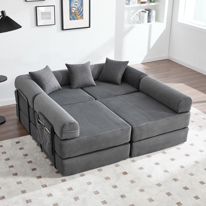 Canapé modulable avec poche latérale Dark Gray FloraGrace