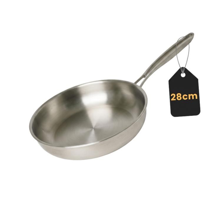 VENTEO Poele Inox 28cm Plaque induction 2 feux  Poele Induction Durable et Résistant