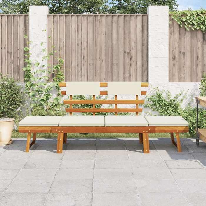 Brun SWEETY® Banc de jardin - 2 PLACES - avec coussins 2-en-1 190cm Bois solide dacacia (153-190)x68x74cm - Banquette balcon CL7244