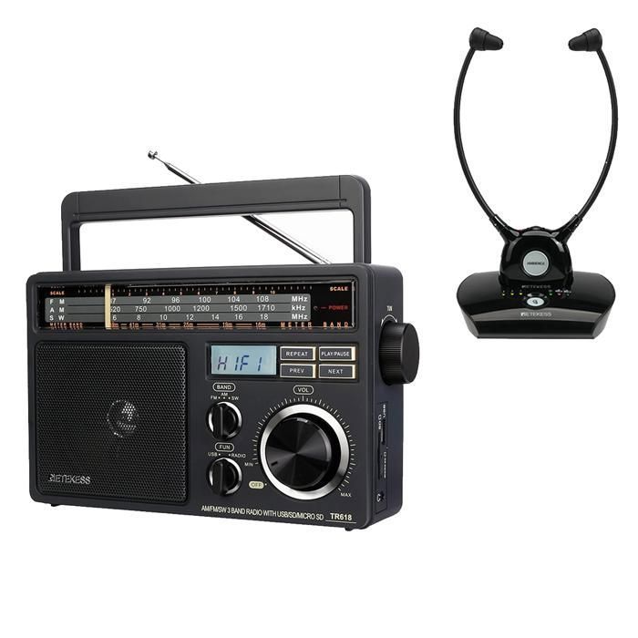 Radio Portatile Retekess TR618 – FM/AM/SW, Lettore USB/SD/TF, Jack Cuffie, Altoparlante Potente Per Anziani