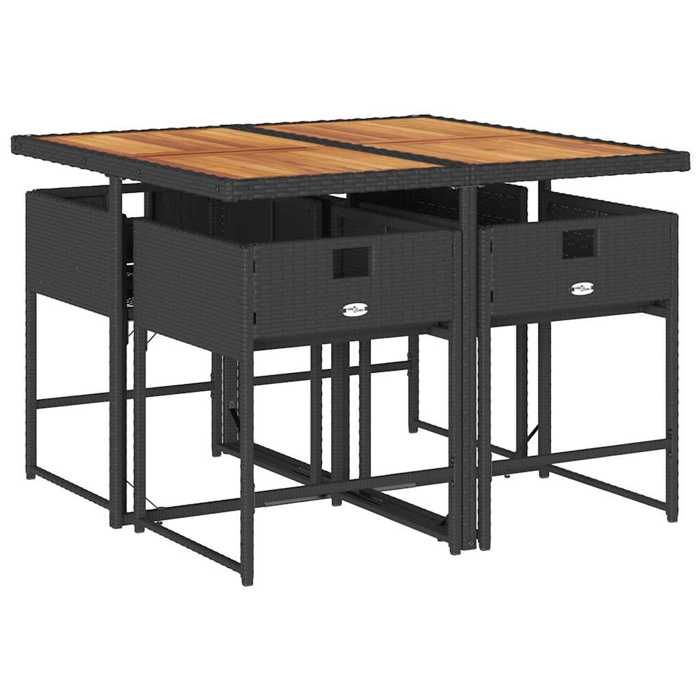 Set salon dExtérieur - Table et 4 Chaises Noir - Ensemble à manger de jardin coussins 5pcs - Noir Résine tressée 48.6 Kg 806 83794