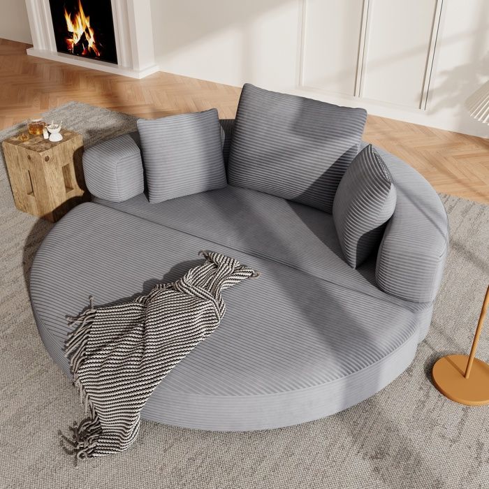 Bladez - Canapé compressé 2 places sans cadre canape convertibleovale tissu velours côtelé sans montage - gris