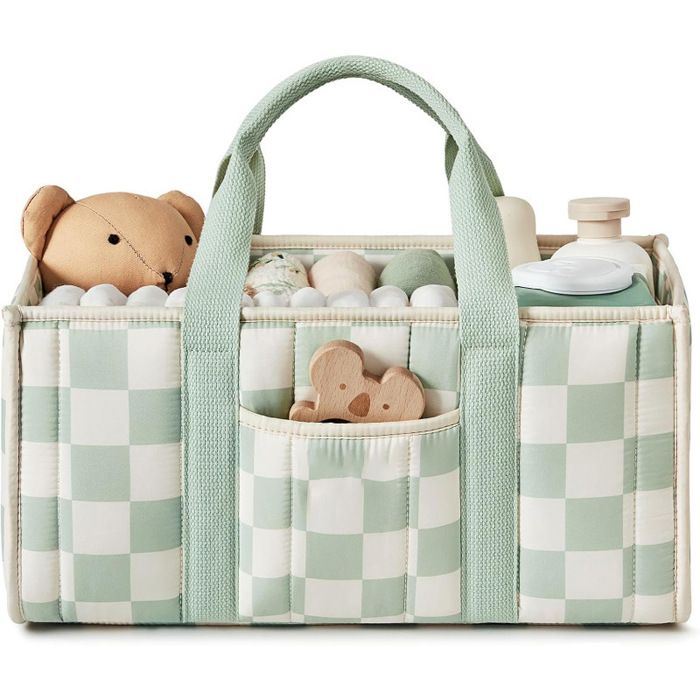Panier Rangement Bébé Organiseur de couches pour Table à Langer cadeau pour fête prénatale Vert à carr PETIT MEUBLE DE RANGEMENT