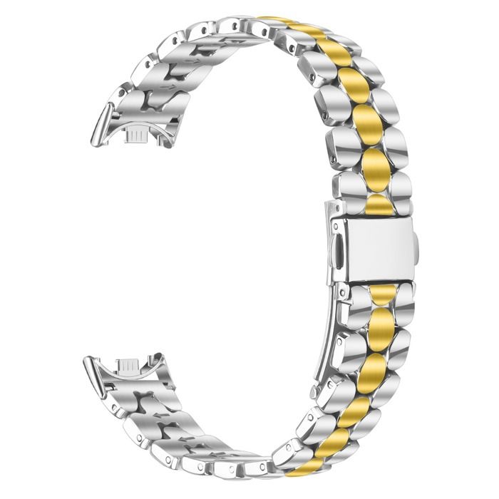 INF Bracelet Élégant en Acier Inoxydable Perlé Compatible Xiaomi Band 8/9/10 - Remplacement Tendance argent + or