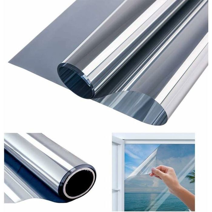 Film Miroir Fenêtre sans Tain Protection de Solaire Film Anti-UV Anti Chaleur Film de Fenêtre Anti Regard 40×200cm