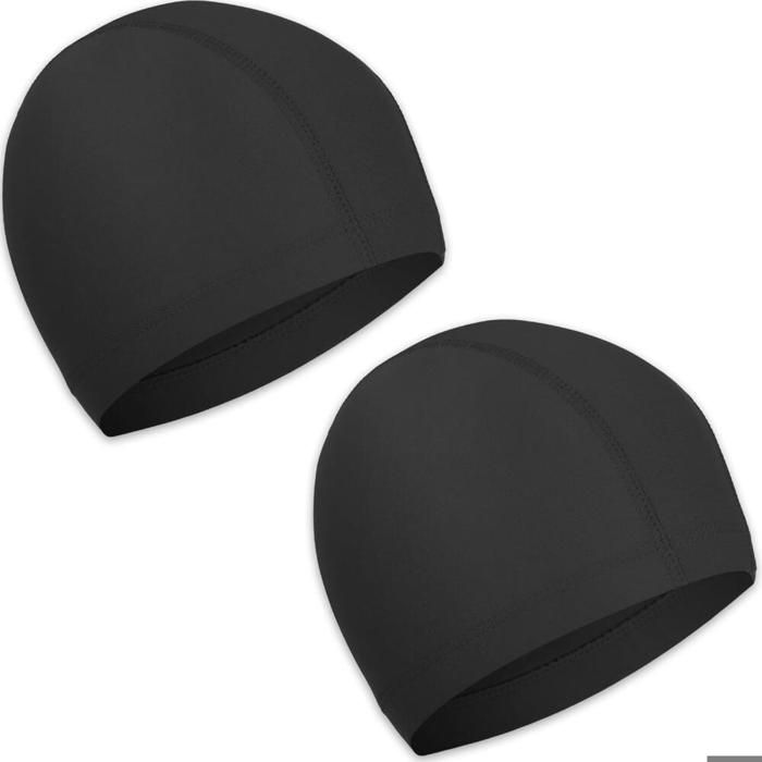 2 Pièces Bonnets de Bain Élastique Bonnet de Natation en Tissu Polyester Confortable Bonnet de Piscine Souple