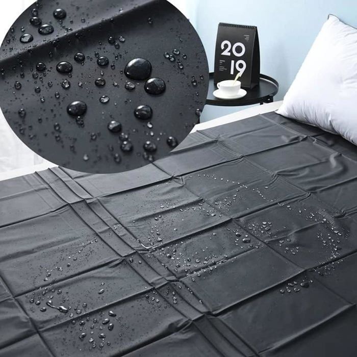 Jeu De Couverture De Lit En Feuille De Plastique Pvc Imperméable Noir Empêche Le Matelas De Se Mouiller