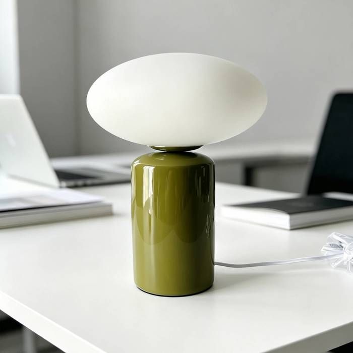 Lampe de table intérieur céramique et verre Ø25.5cm kaki - Lyra