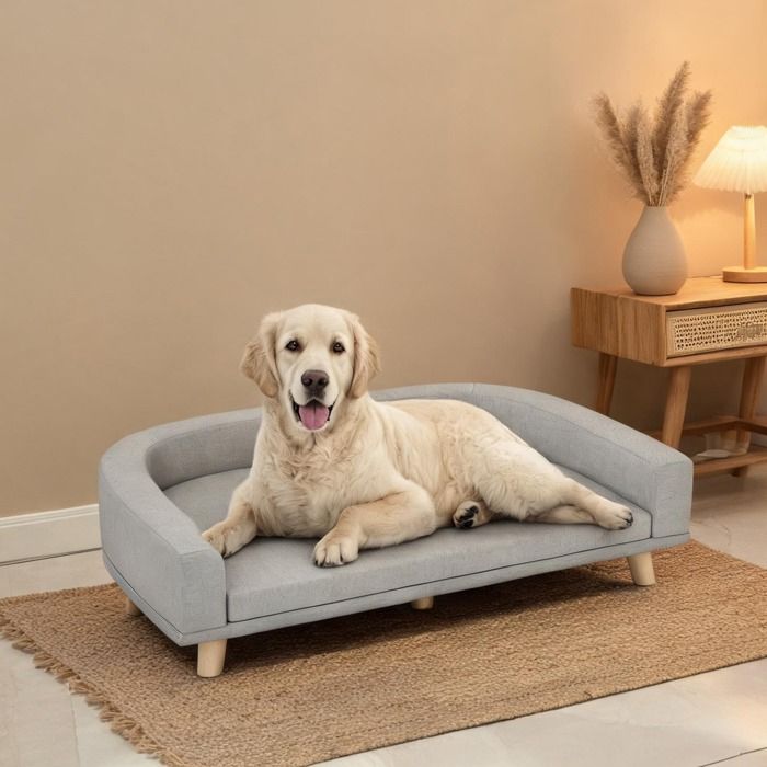 Canapé grand lit surélevé pour chien - tissu polyester gris - 98 x 67 cm - design - Gris Tissu de Polyester 98 x 67 x 25 cm Ref Canapé grand lit surélevé pour chien - tissu polyester gris - 98 x 67 cm - design - Gris Tissu de Polyester 98 x 67 x 25 cm Ref