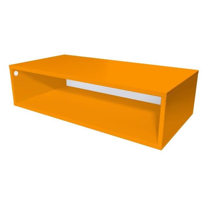 cube de rangement bois longueur 100 cm - couleur - orange