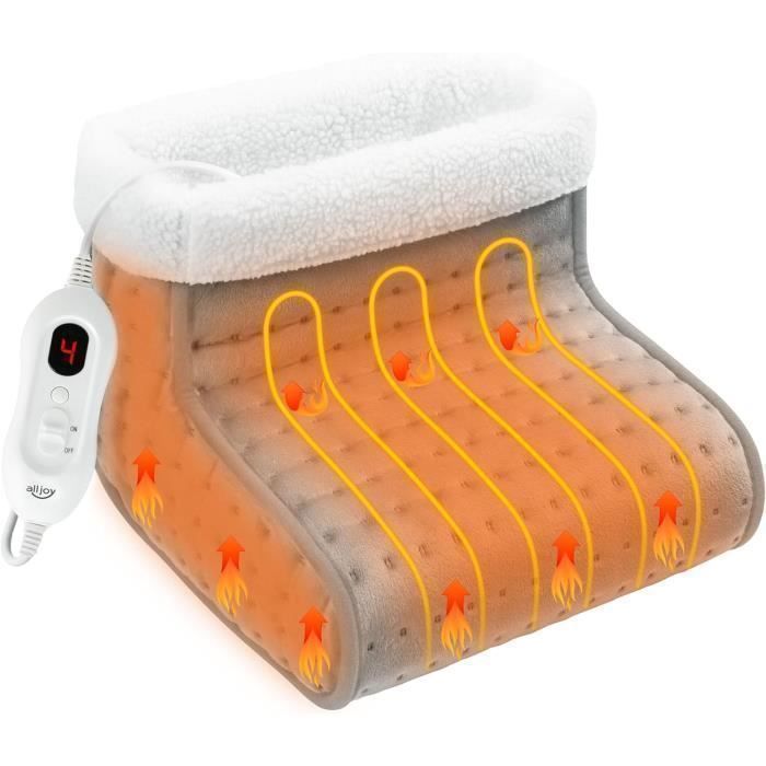 Chauffe-pieds électrique ALLJOY coussinets chauffants rapides 6 réglages de chaleur arrêt automatique/lavable en machine
