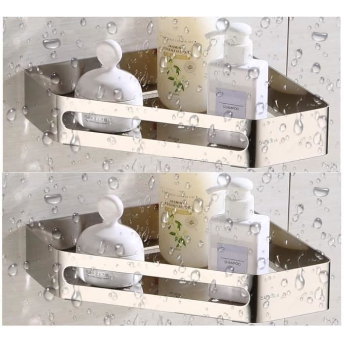 Porte-savon Double étagère Mural Acier Inoxydable - Pour Salle De Bain Et Cuisine - Drainage Eau - Gain De Place