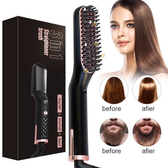 Lisseur Barbe Brosse Lissante Cheveux, 3 in 1 Rapidement Brosse Chauffante  pour Lisseur Barbe Lisseur Cheveux Peigne Barbe Outils - Cdiscount  Electroménager