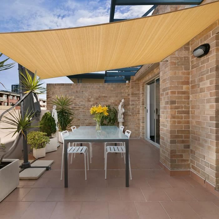 Voile D'Ombrage Rectangle HAIKUS 3x4m - Protection UV 98% - HDPE 185g/m² - Blanc Pour Jardin Et Terrasse