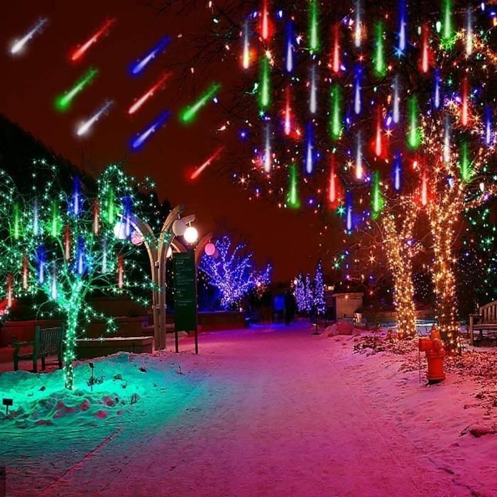LED Météore Douche Lumineux,8 Tubes 5.8m LED Eclairage Météore pour Noël Mariage Fête Soirée Maison Arbre,Jardin