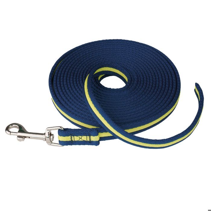 Longe pour chien - COACHI - Modèle bleu marine et citron - 5 m - Souple et légère - Idéale pour léducation