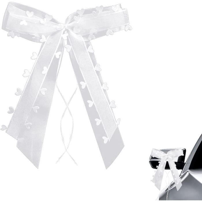 Lot De 20 Nœuds D'Antenne Voiture En Organza Cœurs - Bleu - Décoration Mariage