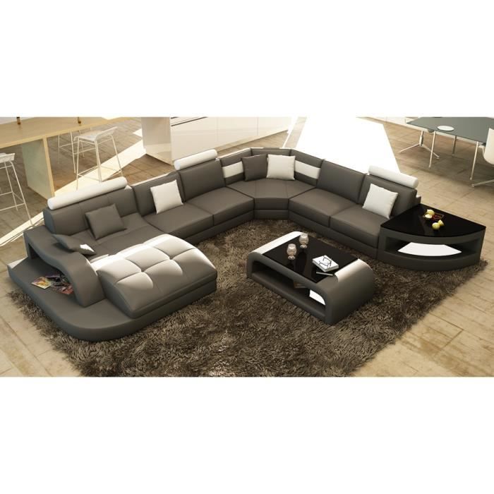 canape d angle panoramique gris et blanc istanbul angle gauche cdiscount maison