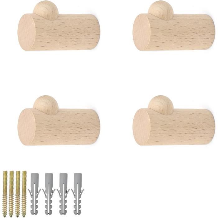 Crochets Mural Dinosaure Keronio - Lot De 4 - Bois Naturel - Pour Chambre Enfant