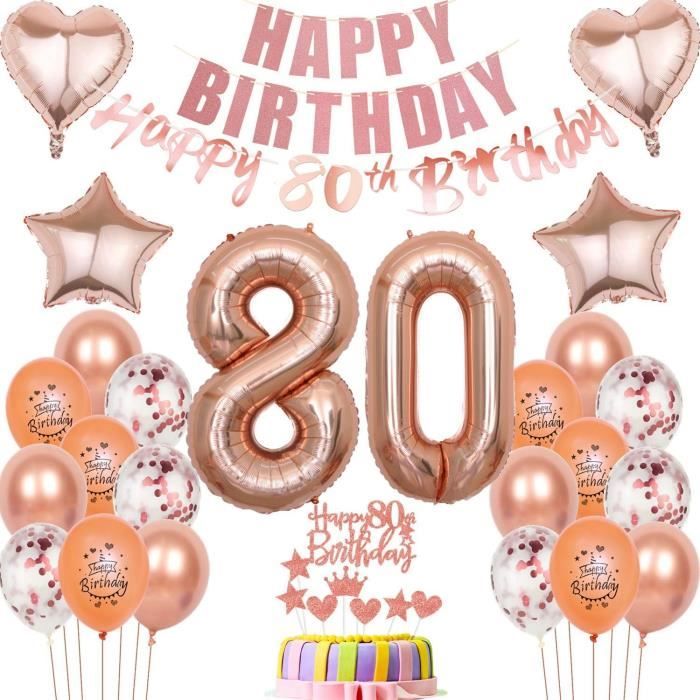 Ballons Anniversaire 80 Ans - Lot De 8 Ballons Colorés Avec Motif "80" - 27 Cm