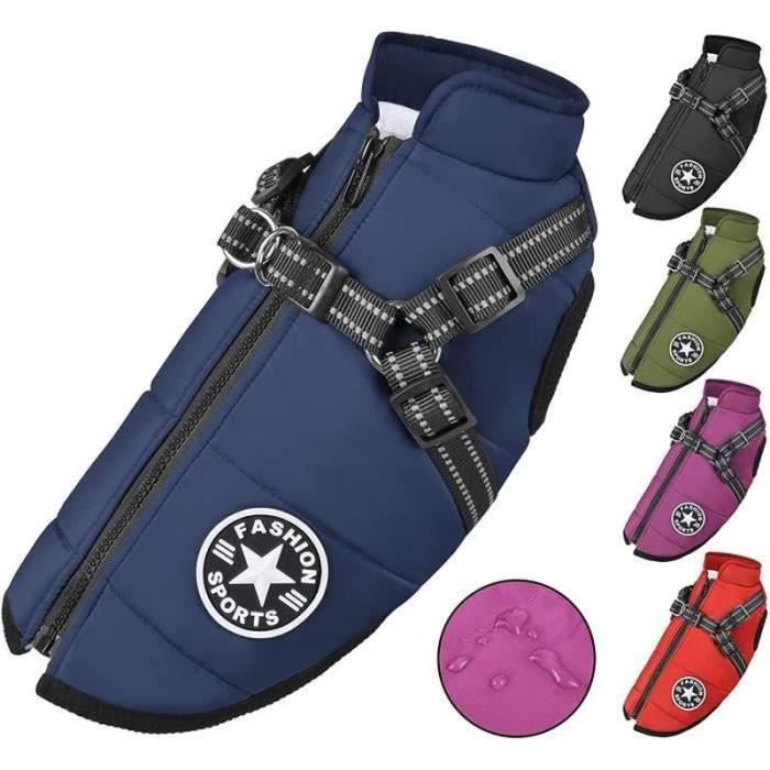 Manteau Pour Chien, Veste Chaude à 4 Pattes Couverte, Imperméable, Coupe-vent, Réfléchissante, Avec Fermeture éclair, Réglable, Pour Chiens De Petite, Moyenne Et Grande Taille, Micai, Noir, Taille XL