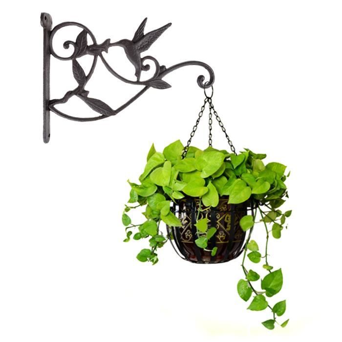 Noir VILLCASE 2Pcs Crochets Muraux de Suspension de Plante de Fer Supports de Panier Suspendus Support en Fer Forg/é avec Vis pour Lanterne Planteur Fleur Cintre Mangeoire /à Oiseaux