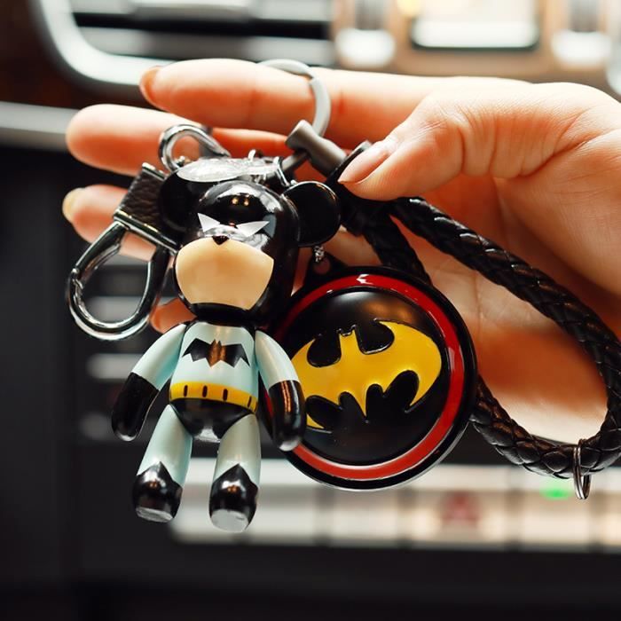 Porte Cles Pendentif Ours Homme Chauve Souris Jaune Chaine Dessin