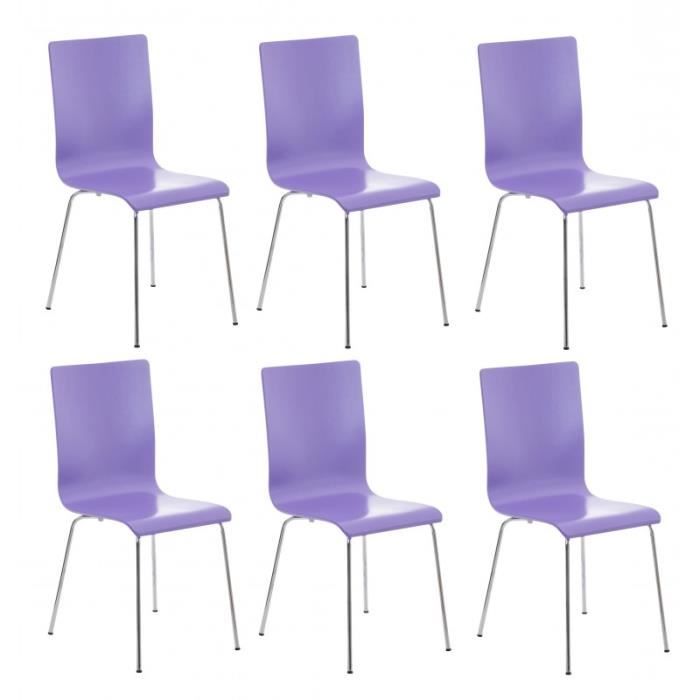 lot de 6 chaises de cuisine en bois violet et métal cds10268