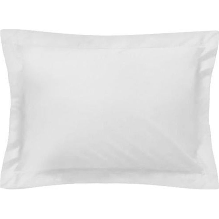 Taie d'oreiller rectangle - 50 x 75 cm - 100% coton - 57 fils - Made in France - Blanc