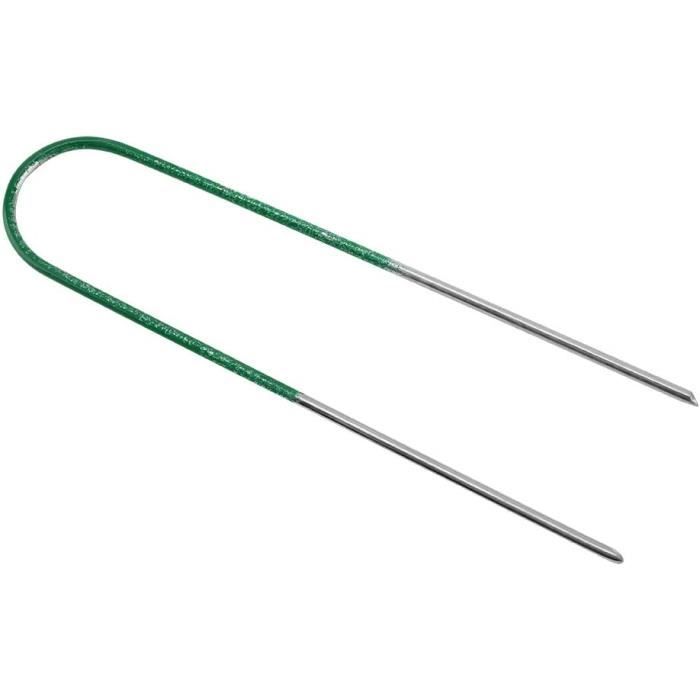 Lot De 100 Piquets En U En Acier Galvanisé Pour Jardin - 15.2 Cm, Idéal Pour Membrane Anti-mauvaises Herbes Et Gazon Artificiel - 2