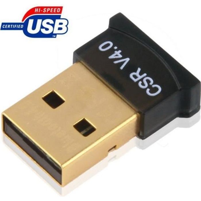 Mini clé USB dongle Bluetooth V4.0 noire - Distance sans fil jusqu'à 30 m