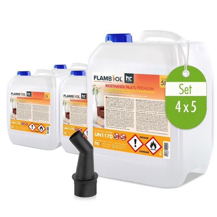 Bioéthanol 96 6% FLAMBIOL® Combustible de Cheminée en Bidon de - vue 3