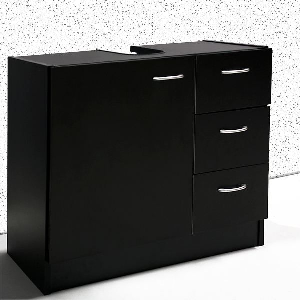 Meuble Sous Lavabo Noir Hauteur 54cm Achat Vente Meuble Vasque Plan Meuble Sous Lavabo Noir 54cm Bois Soldes
