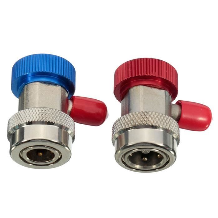 Raccord Rapide Climatisation Auto R134a | Adaptateur LP/HP | Pour Recharge Et Dépannage